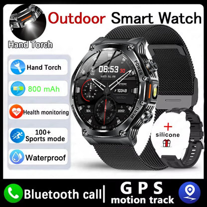 Nouvelle montre intelligente de sport robuste d'extérieur, écran HD 1,8" 390*390, batterie longue durée 800 mAh, suivi de la condition physique, calories, distance.