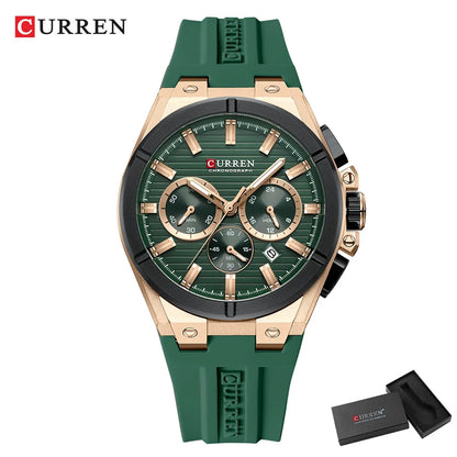 CURREN Montre-bracelet de luxe pour homme chronographe date étanche bracelet en caoutchouc montres décontractées à quartz pour hommes montre de sport masculine Reloj