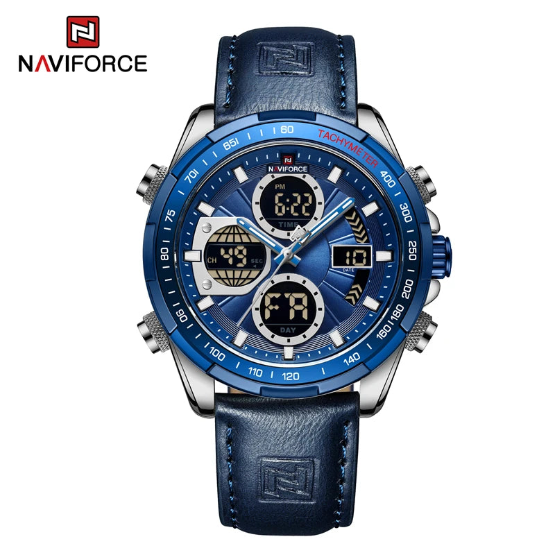 Nouvelles montres NAVIFORCE pour hommes en cuir montres-bracelets militaires de sport étanches à quartz chronographe masculin