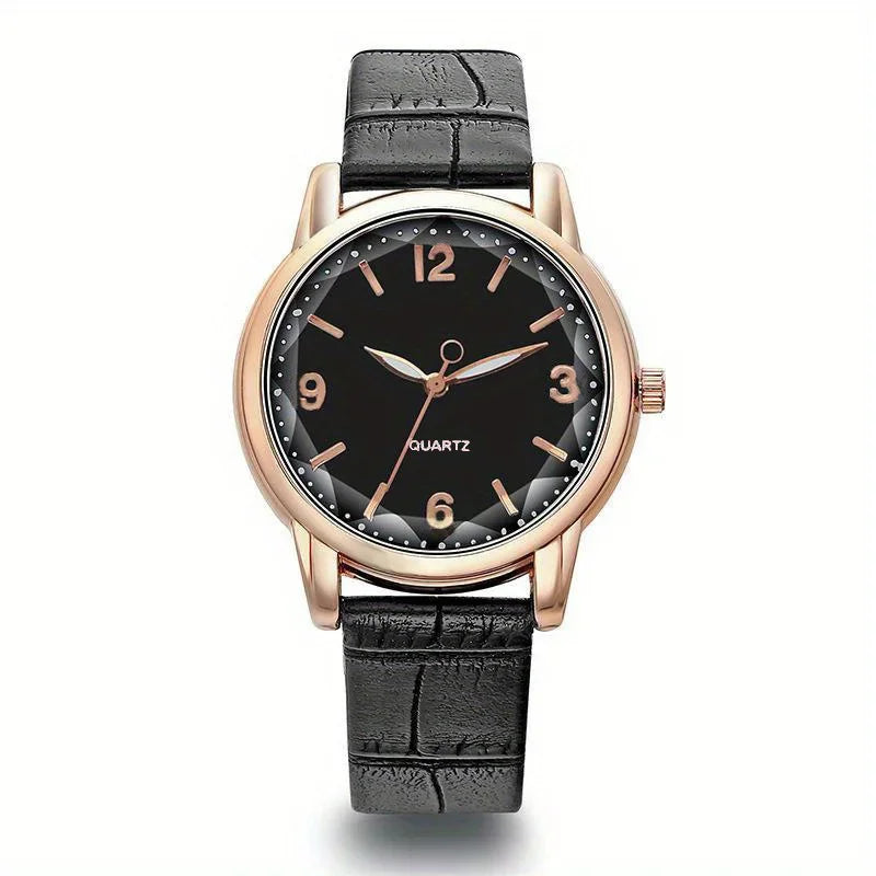 Montre à bracelet en cuir pour femme, verre polygonal, horloge de luxe, cadran créatif, mode, montre à quartz