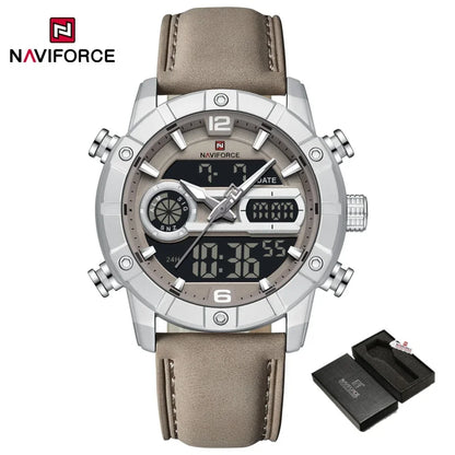 Montre à Quartz NAVIFORCE Hommes Double Fuseau Horaire Date Illumination Nocturne Classique Affaires Montre Homme Luxe Original Étanche