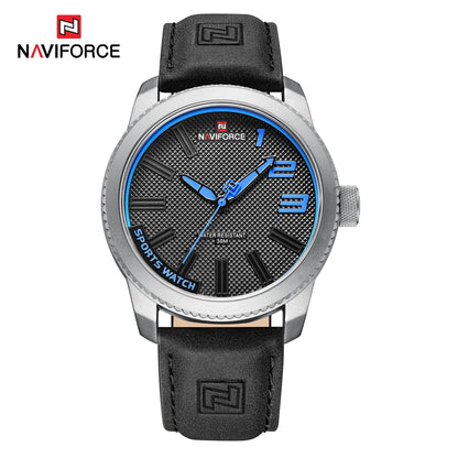 NAVIFORCE – Montre de sport homme de luxe de marque, montre-bracelet décontractée à quartz, étanche, en cuir analogique avec date
