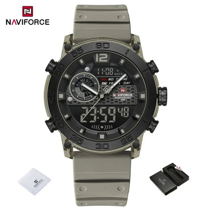 NAVIFORCE Nouvelle Montre-bracelet de Sport Multifonctionnelle pour Hommes, Légère, à Quartz, avec Chronomètre, Double Affichage de l'Heure et Lumière Nocturne, pour Garçons