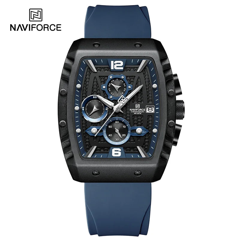NAVIFORCE NF8025  Luxury Watch Waterproof  Sport Quartz Soft Silicone Band Date Military Clock Chronograph Wristwatch