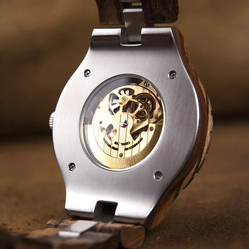 BOBO BIRD Automatic Mechanical Wood Watch in Gift Box