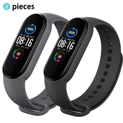 2PCS Watch Strap For Xiaomi Mi Band 7 6 5 4 3 Wristband Silicone Bracelet Wrist Straps MiBand 3/4 band6 Smartwatch Accessories