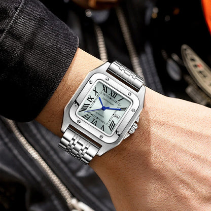 High-End Luxury Square Automatic Mechanical Watch for Men, with Hollow Butterfly Clasp, Fashionable Business Casual Versatile Stylish Men's Wristwatch, Suitable for Wearing in Various Occasions, the First Choice Gift for Your Boyfriend on Valentine's Day