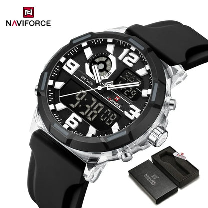 NAVIFORCE 2026 Montre homme nouvelle 5ATM étanche Double affichage Chronographe Réveil Montre-bracelet Montres tendance pour homme NF7130