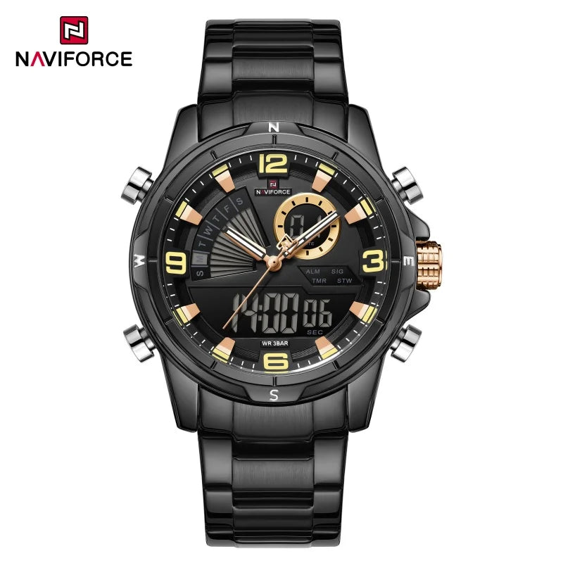 NAVIFORCE NF9257 Dual Display Stainless Steel Watch