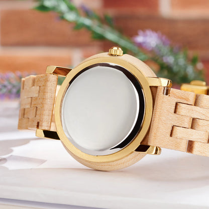 Montre en bois BOBO BIRD pour femmes 2025 Nouvelle montre-bracelet à quartz élégante pour dames et filles Montre en bois naturel Cadeau pour petite amie