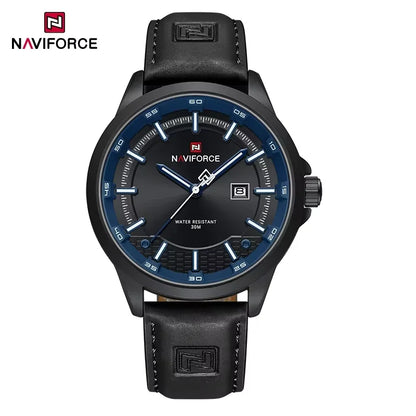 NAVIFORCE Nouvelle collection de montres pour hommes en cuir véritable confortable, mouvement japonais, date, étanche, cadeaux pour homme 2025