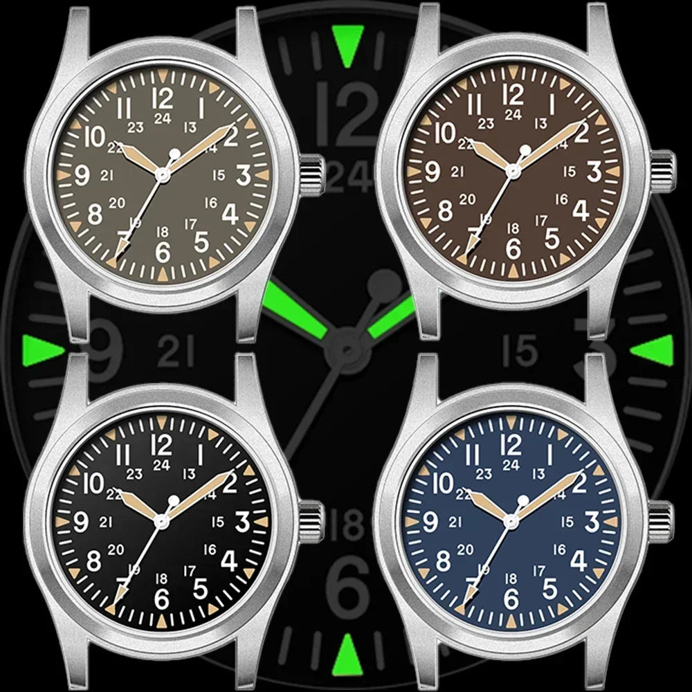 Montre Homme MILITREK 2026 Nouvelle Montre Militaire Rétro Quartz VH31 37mm Saphir Acier Inoxydable Étanche 100m Lumineux C3 Reloj Hombre