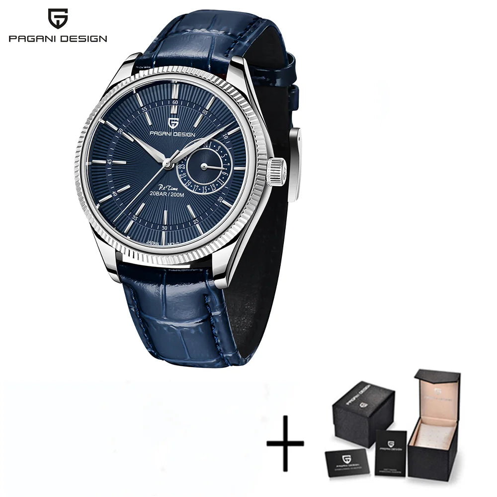 PAGANI DESIGN Montre-bracelet à quartz pour hommes, Montre de plongée de luxe en verre saphir, Étanche 200 m, Date, Montre d'affaires pour hommes