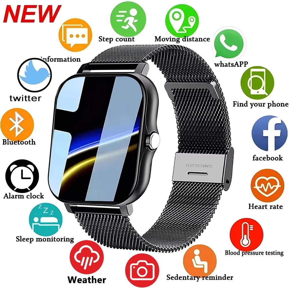 LAXASFIT 2025 Nouvelle Montre Connectée pour Hommes Femmes Cadeau Écran Tactile Complet Montre de Sport et de Fitness Appel Bluetooth Montre Intelligente Digitale