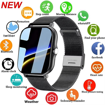 LAXASFIT 2025 Nouvelle Montre Connectée pour Hommes Femmes Cadeau Écran Tactile Complet Montre de Sport et de Fitness Appel Bluetooth Montre Intelligente Digitale