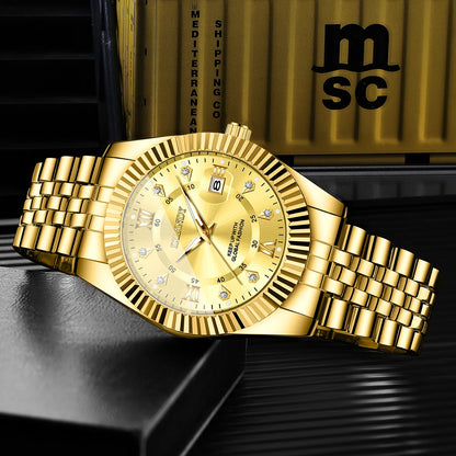 ChronoState Roma Crystal – Montre d'Affaires de Luxe à Quartz | Montre Homme en Acier avec Calendrier Strass