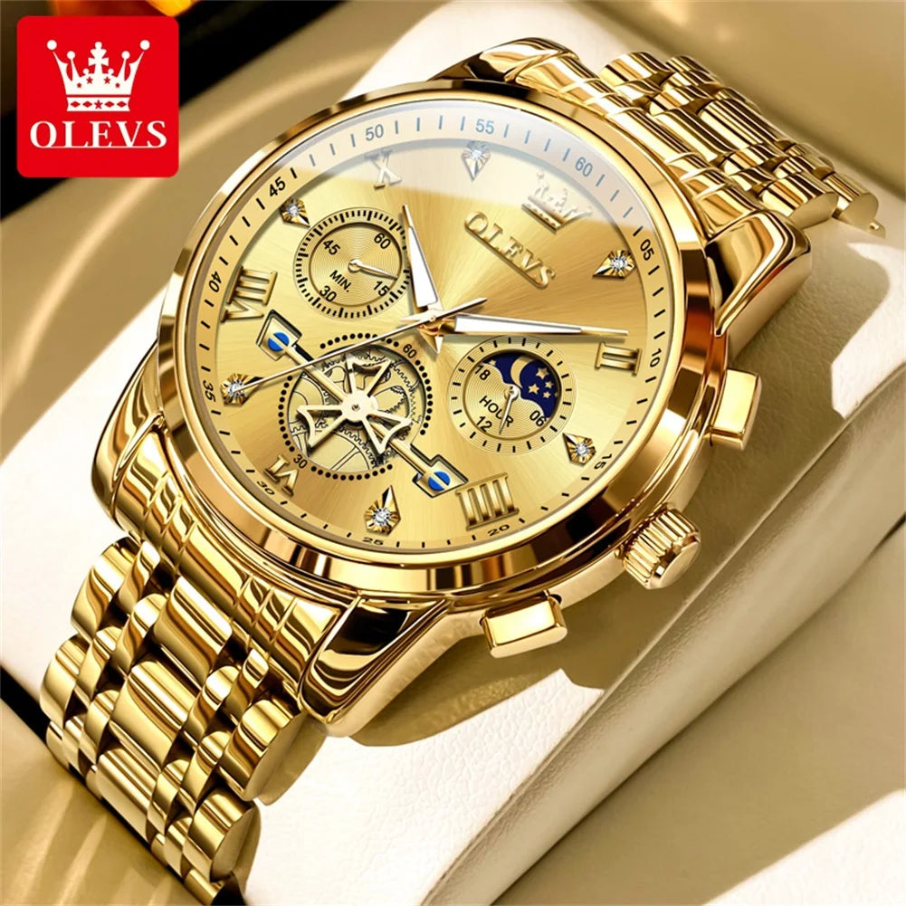 OLEVS Classic Multifunctional Flywheel Moon Phase Watch