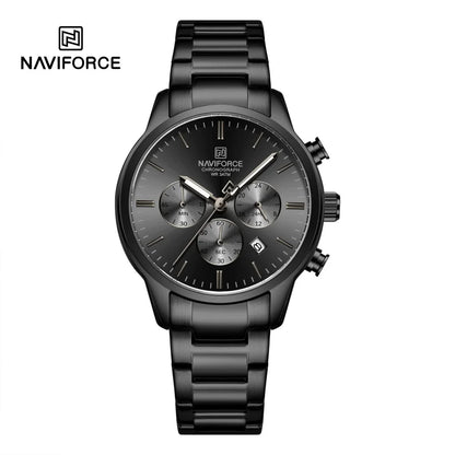 Montre Homme NAVIFORCE Quartz Calendrier Étanche 3ATM Affichage de la Date Bracelet en Acier Montre-Bracelet de Luxe Sport à la Mode NF8076