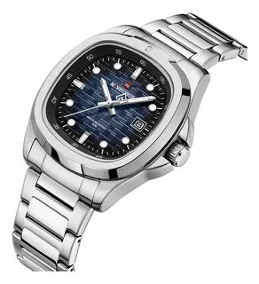 Montre-bracelet de sport NAVIFORCE pour hommes, à quartz, en acier inoxydable, lumineuse, avec calendrier, cadran carré, pour affaires