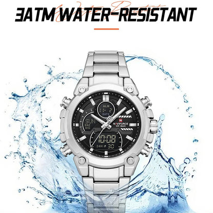 NAVIFORCE NF9278 Dual Display Stainless Steel Watch