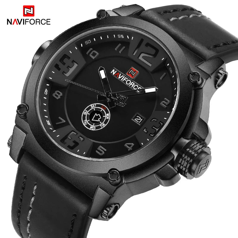 NAVIFORCE Marque de Luxe Homme Sport Militaire Montre à Quartz pour Homme Horloge Analogique Date Bracelet en Cuir Montre-Bracelet Relogio Livraison Gratuite