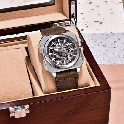 ChronoState Heritage X Square Automatic Leather Watch for Men