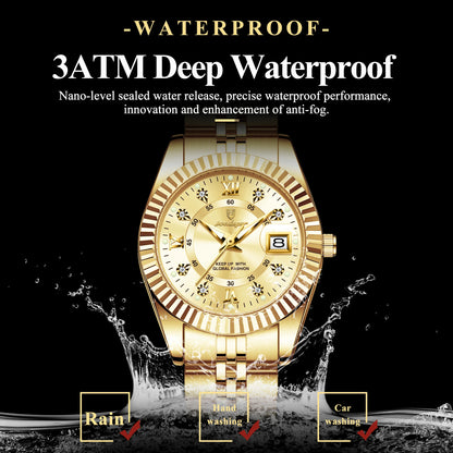 POEDAGAR Montre-bracelet de mode pour femmes Étanche Lumineuse Date Montres élégantes pour dames Montre à quartz en acier inoxydable pour femmes Reloj
