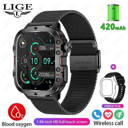 Montre Intelligente Homme Militaire Extérieur Sport Santé Moniteur Appel Bluetooth Assistant Vocal Étanche Pour Android IOS Montre Connectée