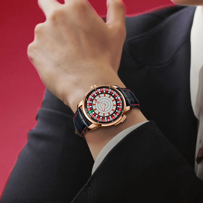 BONEST GATTI 8004 Men's Mechanical Watch European Button Wheel Disc Fun Game Diamond Dial Sapphire Glass Cover watch for men