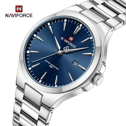 NAVIFORCE NF9214 Montres pour hommes tendance au design original en acier inoxydable, calendrier simple, étanche, Relogio Masculino