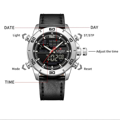 NAVIFORCE NF9253L Genuine Leather Band Luminous Date Clock