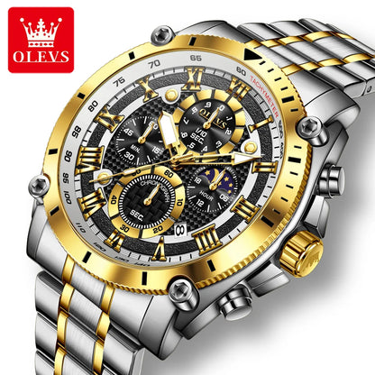 OLEVS 2025 Nouvelle Montre Homme Top Marque Luxe Montre Homme Acier Inoxydable Étanche Sport Quartz Chronographe Montre-Bracelet Homme Relogio