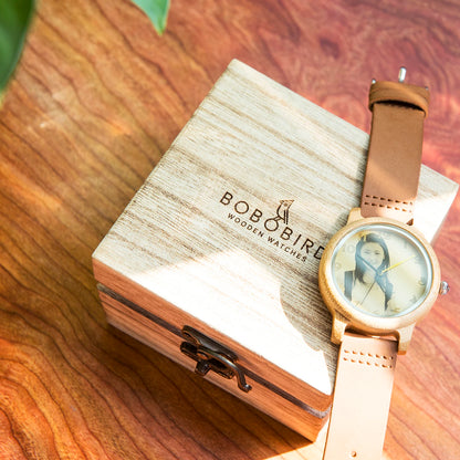 Montre en bois personnalisée BOBO BIRD, cadeau décontracté et mode pour couple avec photo, pour lui, cadeau d'anniversaire, support Dropshipping