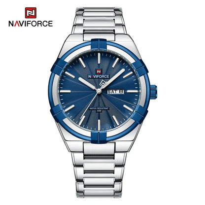 Montre bracelet à quartz pour homme de la marque NAVIFORCE, en acier inoxydable, étanche, horloge de luxe tendance et professionnelle NF9218