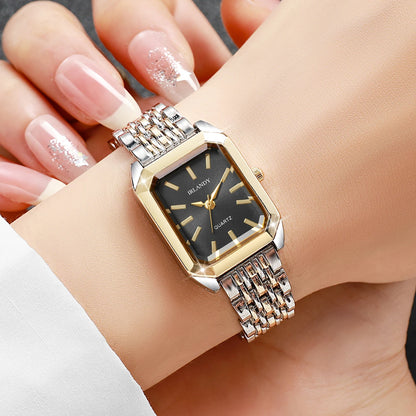 Montres Femme Rectangle Mode Bracelet Acier Dames Montre-Bracelet à Quartz Reloj Mujer Fille Horloge Cadeau (Sans boîte)