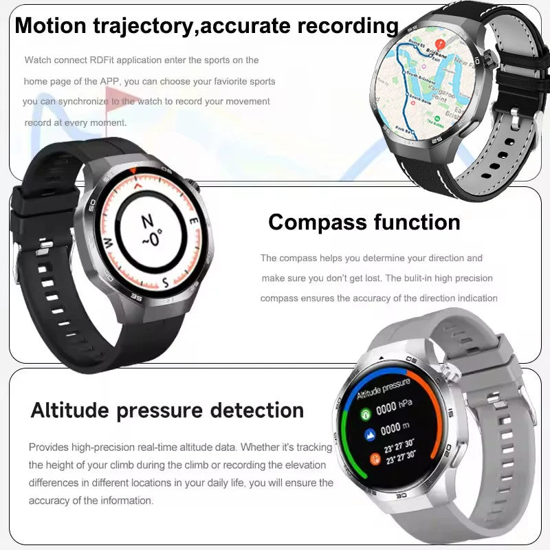 Montre connectée 2026 Watch 5 Pro GPS Suivi Boussole Hommes 360*360 Écran AMOLED NFC Appel BT Étanche Moniteur de Santé Montres Intelligentes Hommes