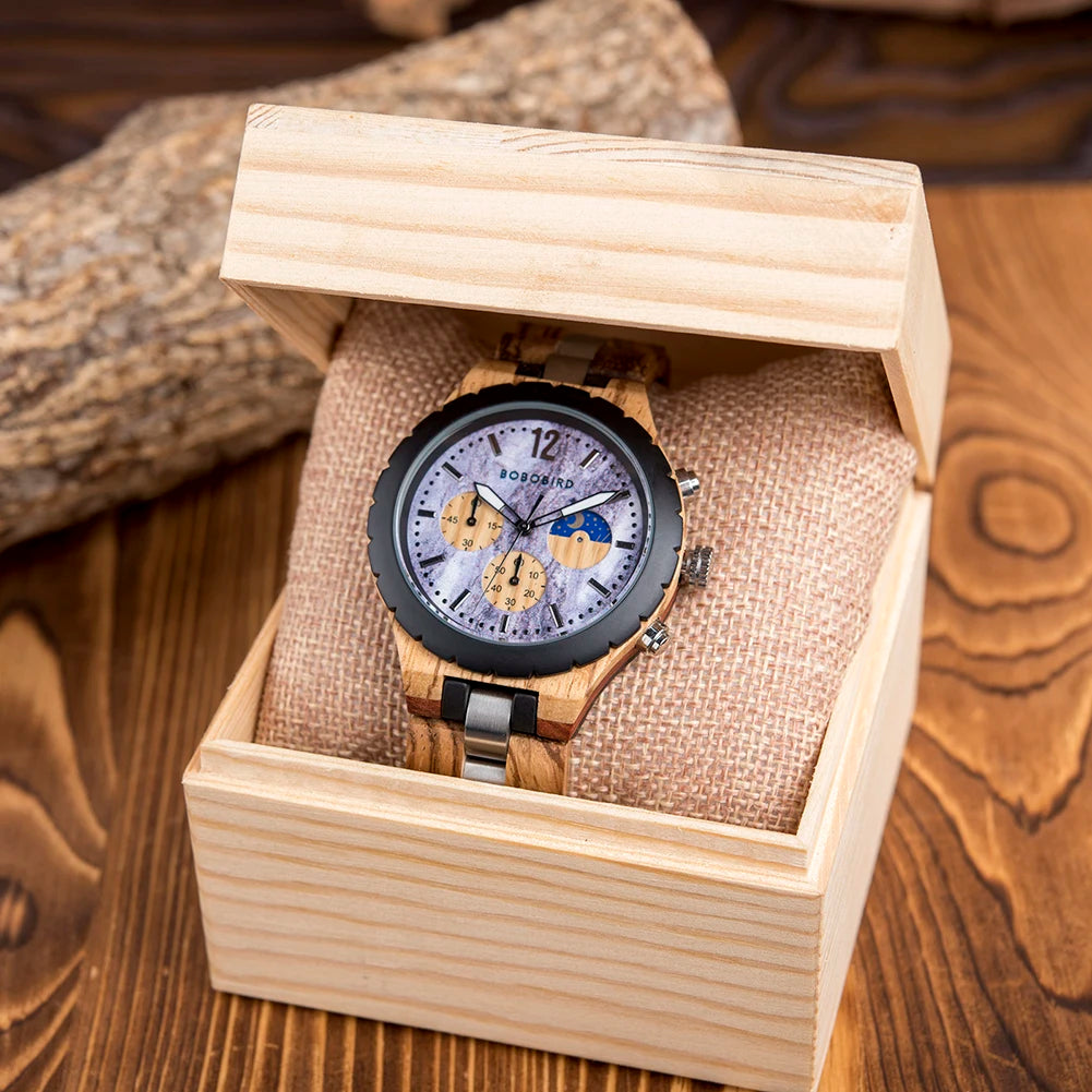 BOBO BIRD GT069 Chronograph Wood Watch Military Style