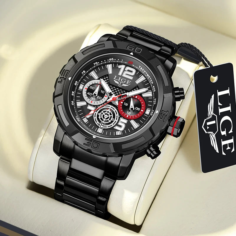 Relogio Masculino LIGE Sport Men Watch Montre Homme de Luxe de Marque Supérieure à Quartz Montre-Bracelet Homme Tendance Militaire Étanche Chronographe Horloge Masculine