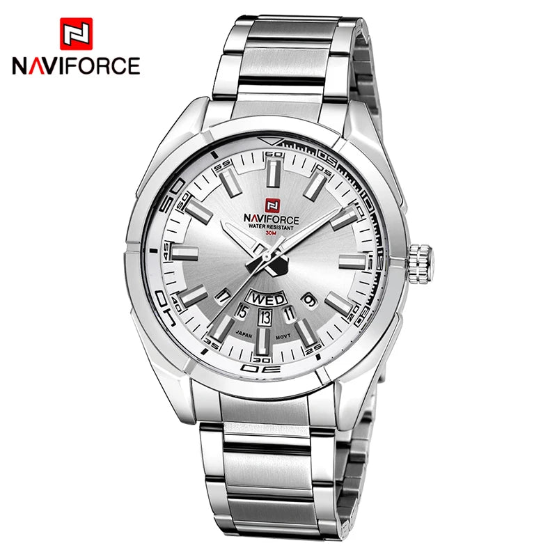 Montres Hommes NAVIFORCE, en Acier, Étanche, Quartz, Date, Montre-Bracelet de Luxe pour Homme de Marque Supérieure, relogio masculino