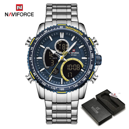 NAVIFORCE 2025 Nouvelle Montre Sport Homme Luxe Originale Montre-Bracelet en Acier Inoxydable Hommes Double Affichage Militaire Montres Étanche