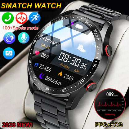 2026 Nouveau pour la montre connectée GT Series Homme Femme ECG+PPG Écran HD Appel BT Traqueur GPS Fréquence cardiaque IP68 Étanche SmartWatch