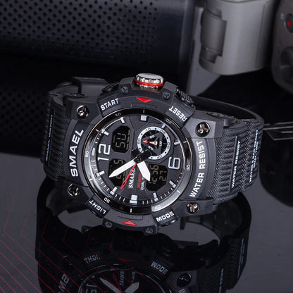 SMAEL 8007 digital watch with dual time display, stopwatch and LED backlight