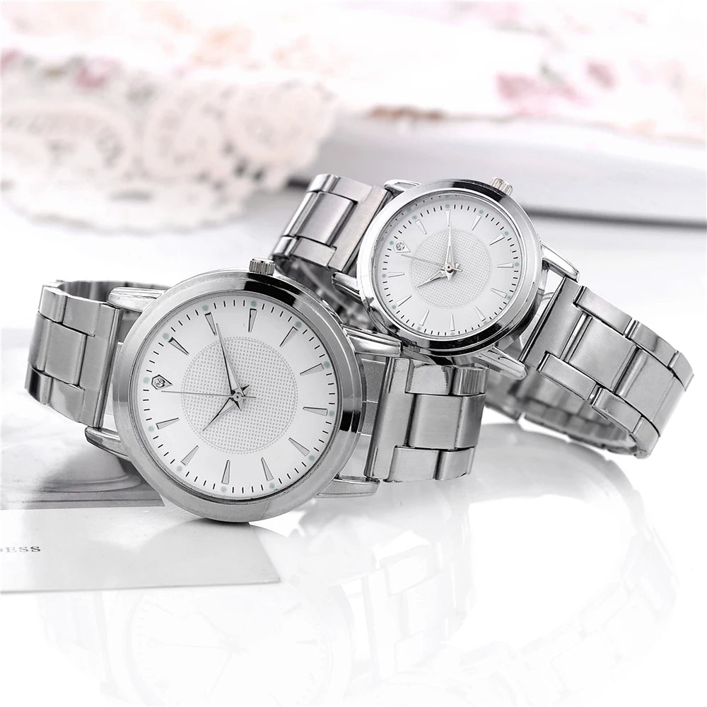 2 Montres de Couple Homme Montre d'Affaires Femme Montre à Quartz Analogique Tendance (Sans Boîte)