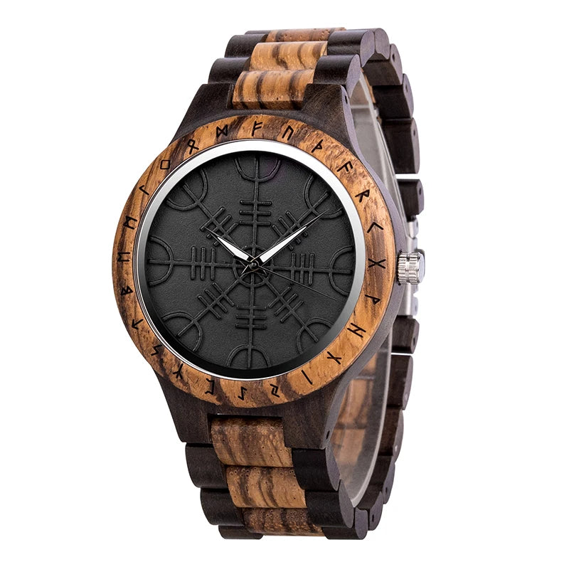 BOBO BIRD Montres en bois Relogio Masculino Montre pour hommes Symbole guerriers vikings Relojes Para Hombre часы мужские Logo personnalisé