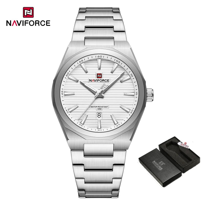 NAVIFORCE Montre-bracelet à quartz étanche Mode Point lumineux Homme Affichage de la date Montre de sport Montres pour homme Relogio Masculino