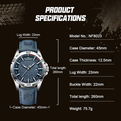 NAVIFORCE – Montres à Quartz Tendance pour Hommes, Bracelets en Cuir, Sport, Étanche, Calendrier, Horloge Relogio Masculino