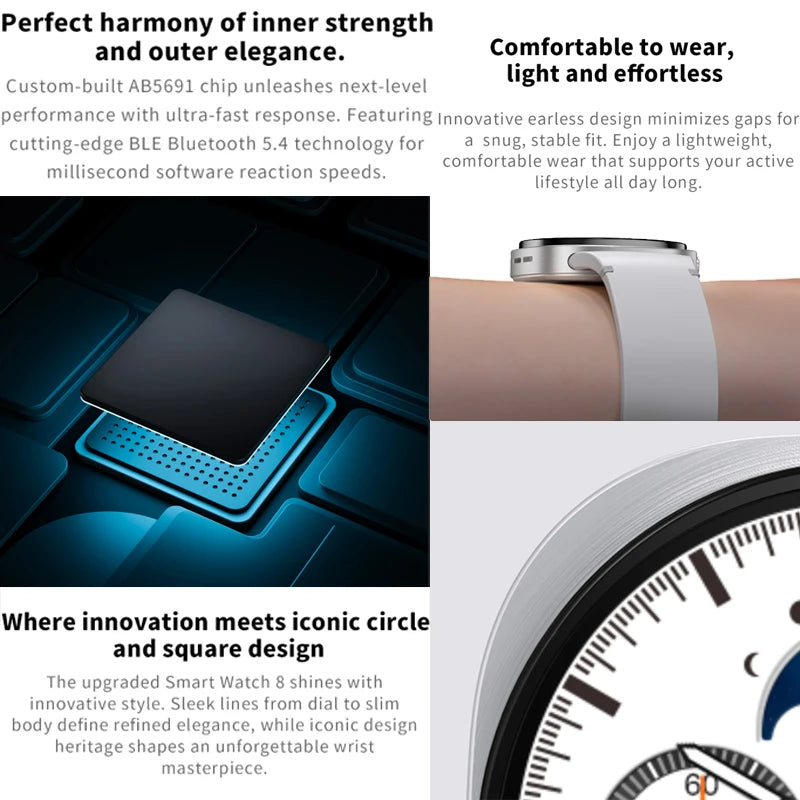 Nouvelles Montres 2025 8 Mini GPS Track Montre Connectée Intelligente Pour Hommes Femmes Santé Sport AMOLED Fréquence Cardiaque Appel Bluetooth Montre Connectée Étanche