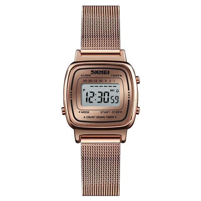 SKMEI 1901 Montre de luxe pour femmes Petit cadran numérique Chronographe Calendrier Montre étanche pour femmes Montre-bracelet Horloge Montre femme 1620