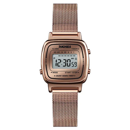 SKMEI 1901 Montre de luxe pour femmes Petit cadran numérique Chronographe Calendrier Montre étanche pour femmes Montre-bracelet Horloge Montre femme 1620