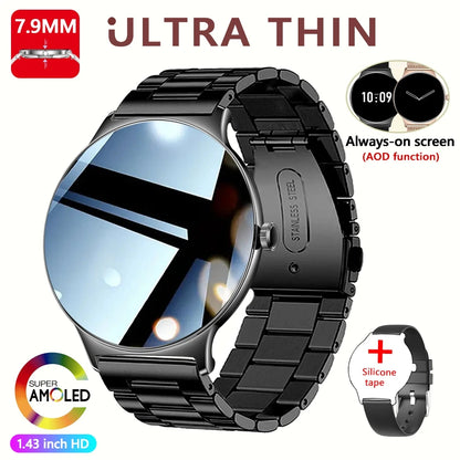 2026 Nouvelle Montre Connectée Ultra Mince 7.9MM Femmes Écran Toujours Affiché Temps Bracelet Sport Appel Bluetooth Montres Intelligentes Mode ios